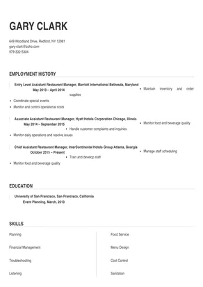 assistant restaurant manager