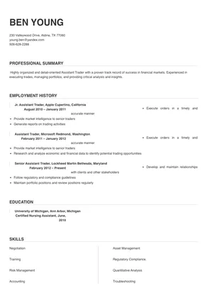 assistant trader