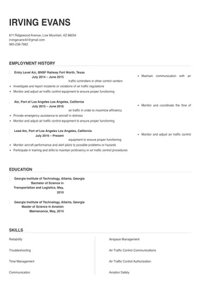 Atc Resume Sample & Tips | Online Resume Builder