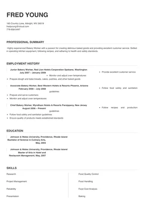 Bakery Worker Resume Sample & Tips | Online Resume Builder