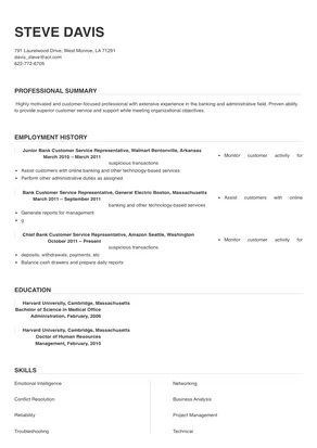 bank customer service representative