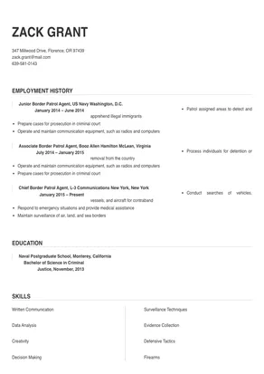 Border Patrol Agent Resume Sample & Tips | Online Resume Builder