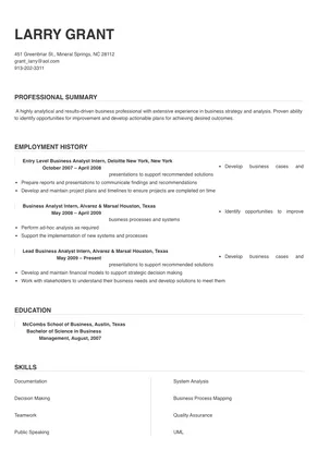 business analyst intern