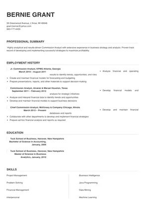 commission analyst
