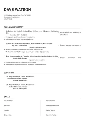 Customs And Border Protection Officer Resume Sample & Tips | Online ...