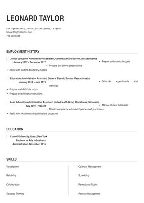 education administrative assistant