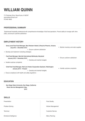 fast food manager