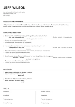 financial advisor trainee