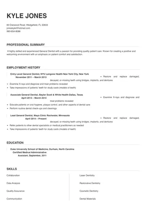 General Dentist Resume Sample & Tips | Online Resume Builder