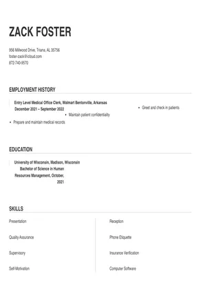 medical office clerk