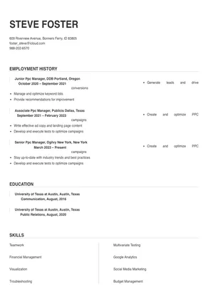 Ppc Manager Resume Sample & Tips | Online Resume Builder