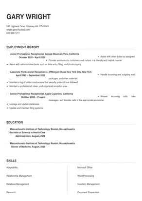professional receptionist
