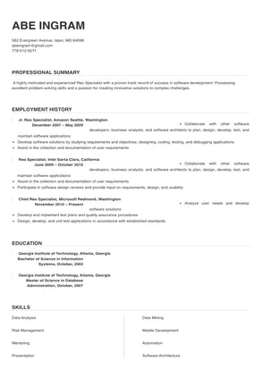 Reo Specialist Resume Sample & Tips | Online Resume Builder