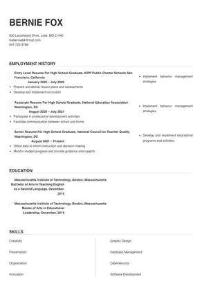 resume for high school graduate