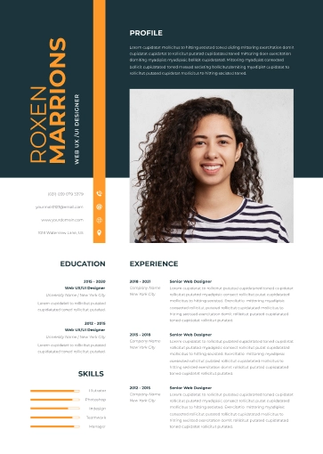 Bold and colorful resume template preview