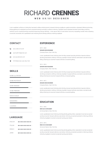 Modern and minimal resume template preview