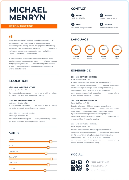 Example chronological resume format