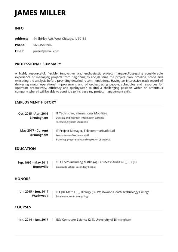 resume format example