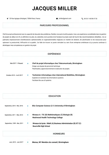 Contemporain Resume Template